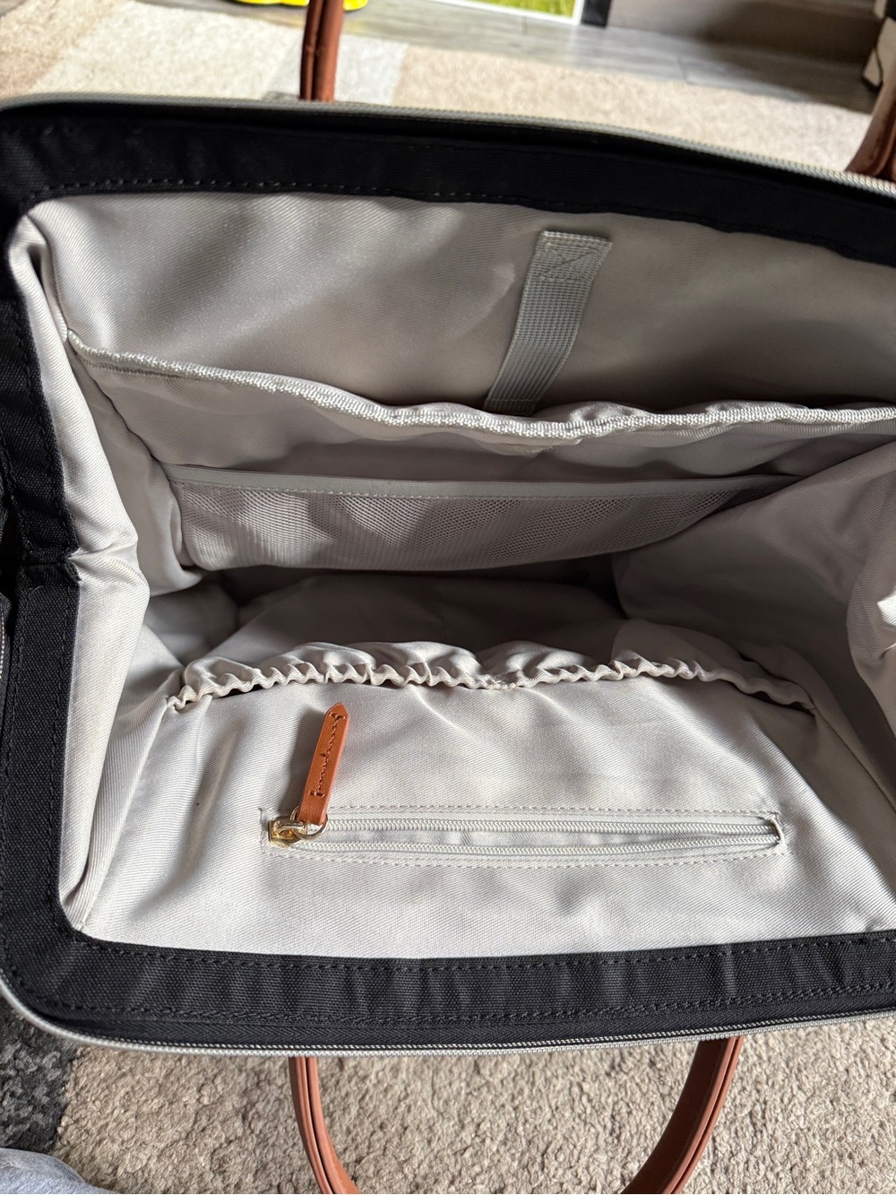 Maevn Ready Go 2 Clinical Black and Tan Backpack Tote with Leather Trim - Picture 5 of 5